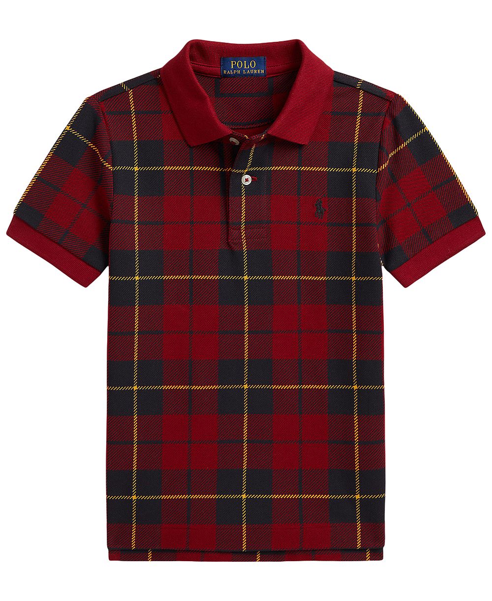 Мужская коротко рукавная поло-рубашка в клетку Polo Ralph Lauren для мальчиков 2T-7