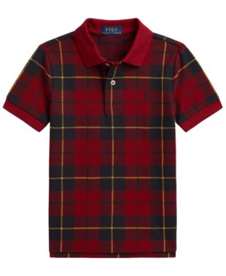 Мужская коротко рукавная поло-рубашка в клетку Polo Ralph Lauren для мальчиков 2T-7