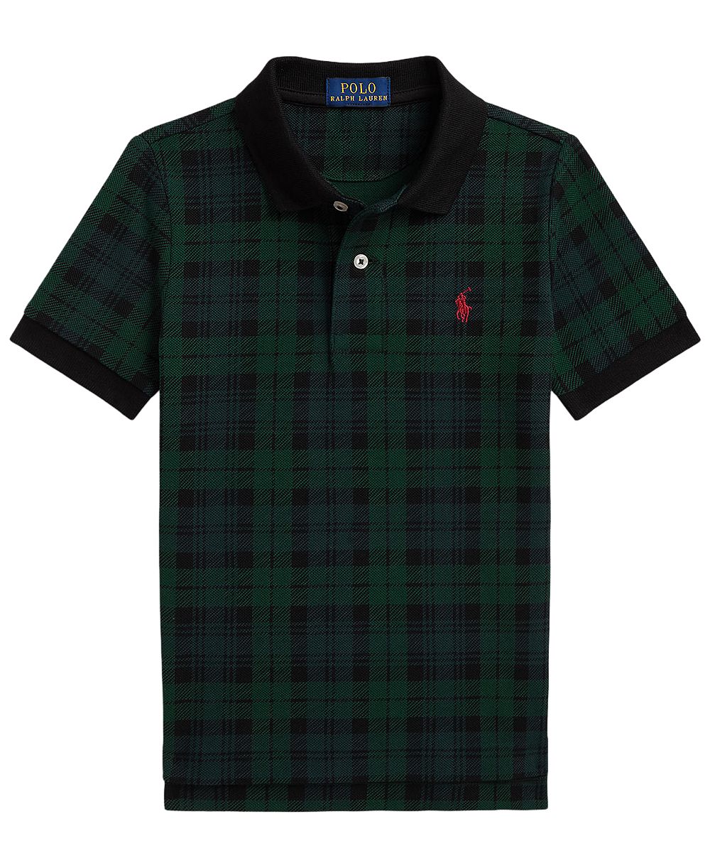 Мужская коротко рукавная поло-рубашка в клетку Polo Ralph Lauren для мальчиков 2T-7