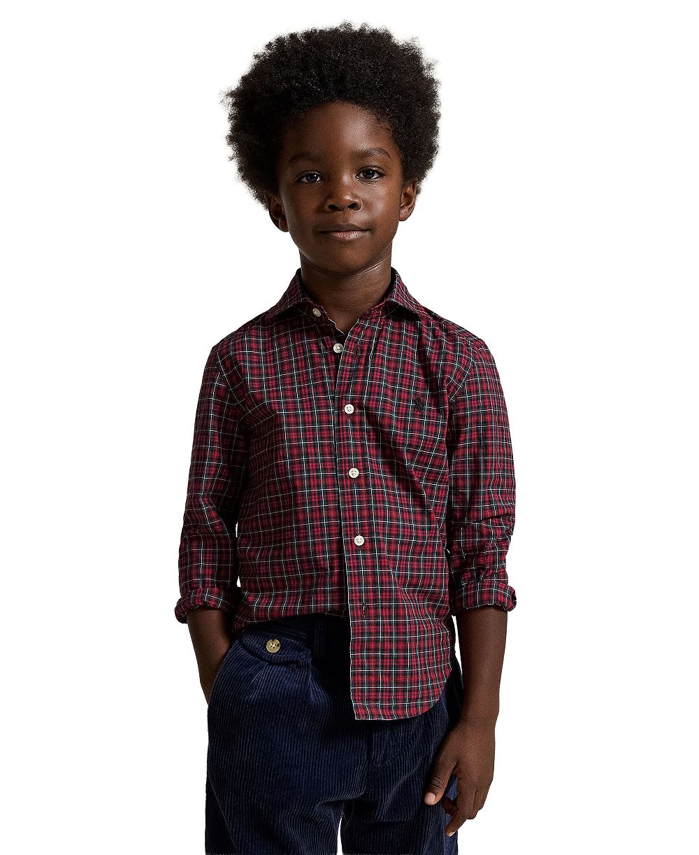Polo Ralph Lauren Детская 2T-7 клетчатая хлопковая поплиновая рубашка