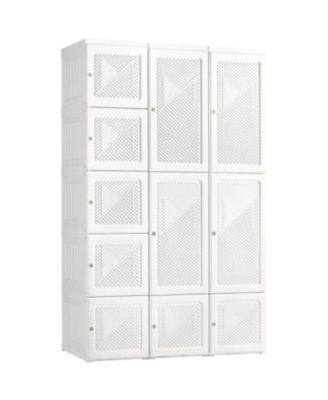 VIYET Portable Wardrobe Closet - Folding Clothes Storage Cabinet with 8 Cubes and Magnetic Doors