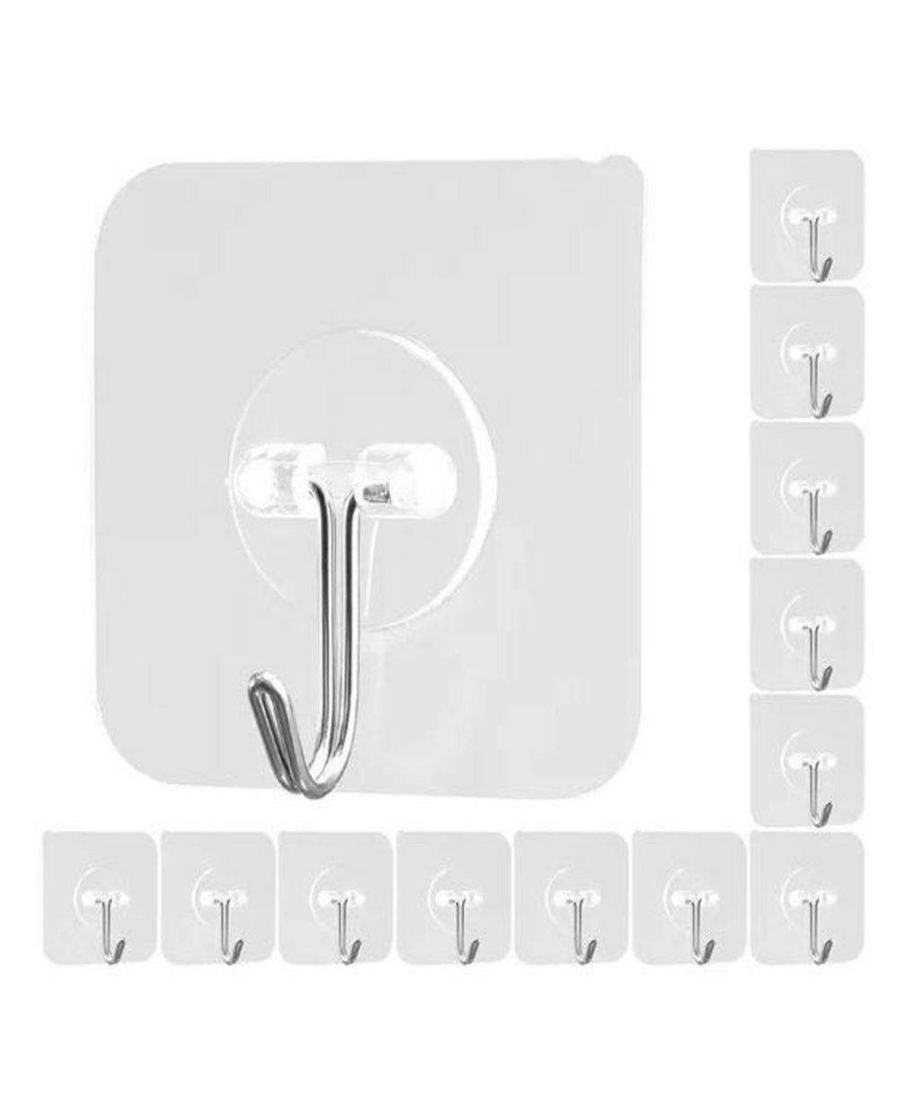 VIYET 12-Pack Adhesive Wall Hooks - Heavy-Duty Stainless Steel Towel Hangers
