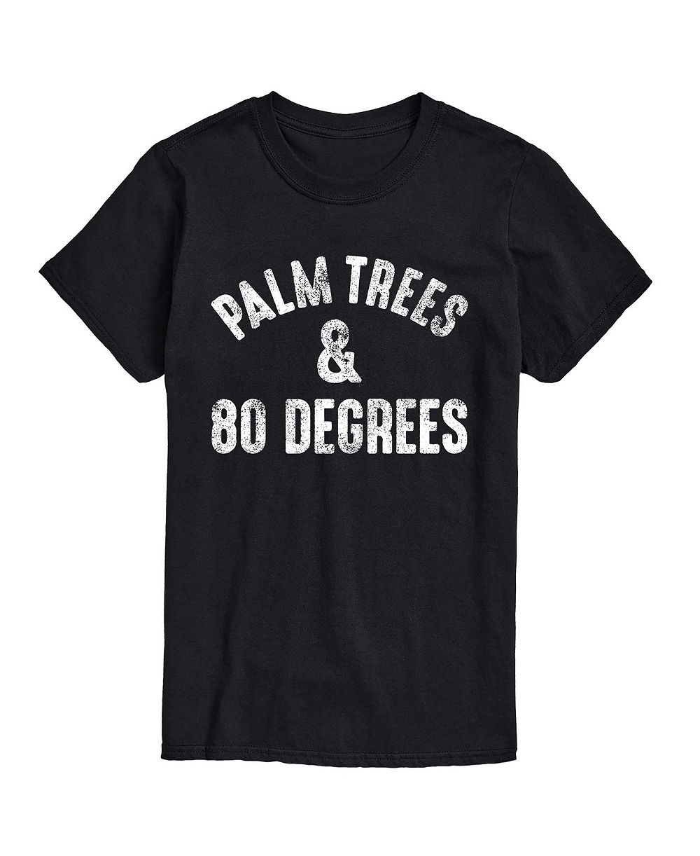 AIRWAVES Men's Instant Message Palm Trees And 80 Degrees Graphic T-Shirt