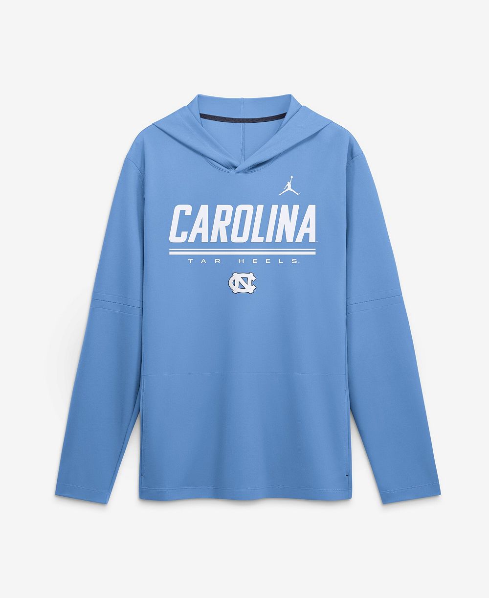 Мужская футболка Jordan Carolina Blue North Carolina Tar Heels 2026 Sideline Lightweight Long Sleeve Hooded Dri-FIT