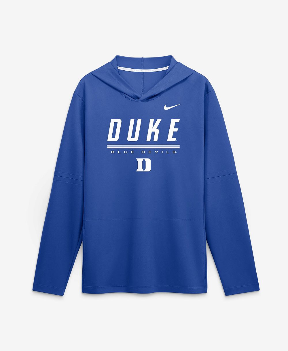 Мужская легкая лонгслив-футболка Nike Blue Devils 2026 Sideline Dri-FIT с капюшоном