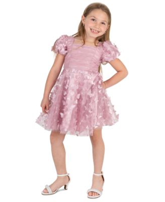 Rare Editions Girls' 2T-6X 3D Butterfly Mesh Skirt Dress