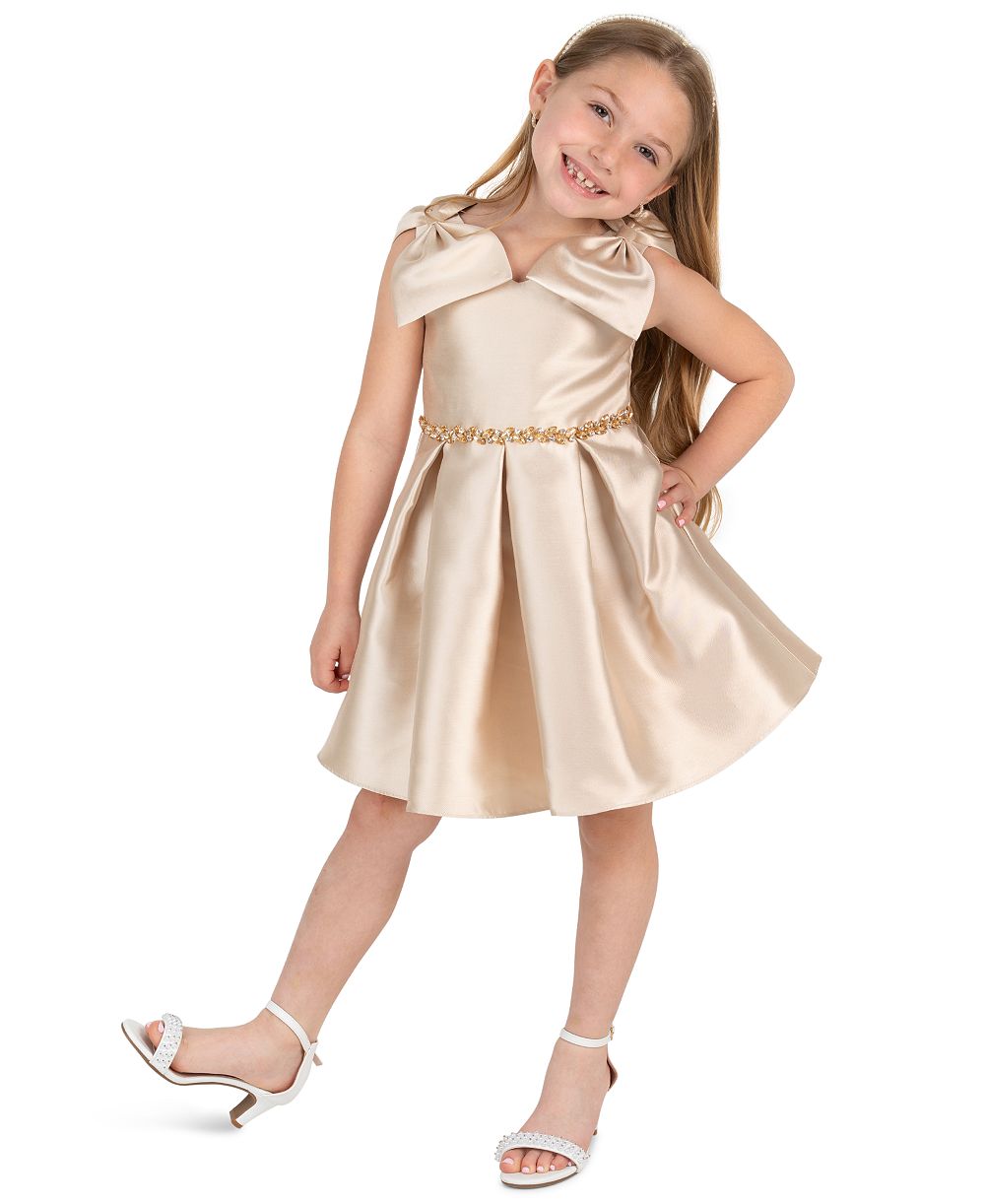 Платье Rare Editions Girls' 2T-6X Mikado Bow Shoulder Pleated