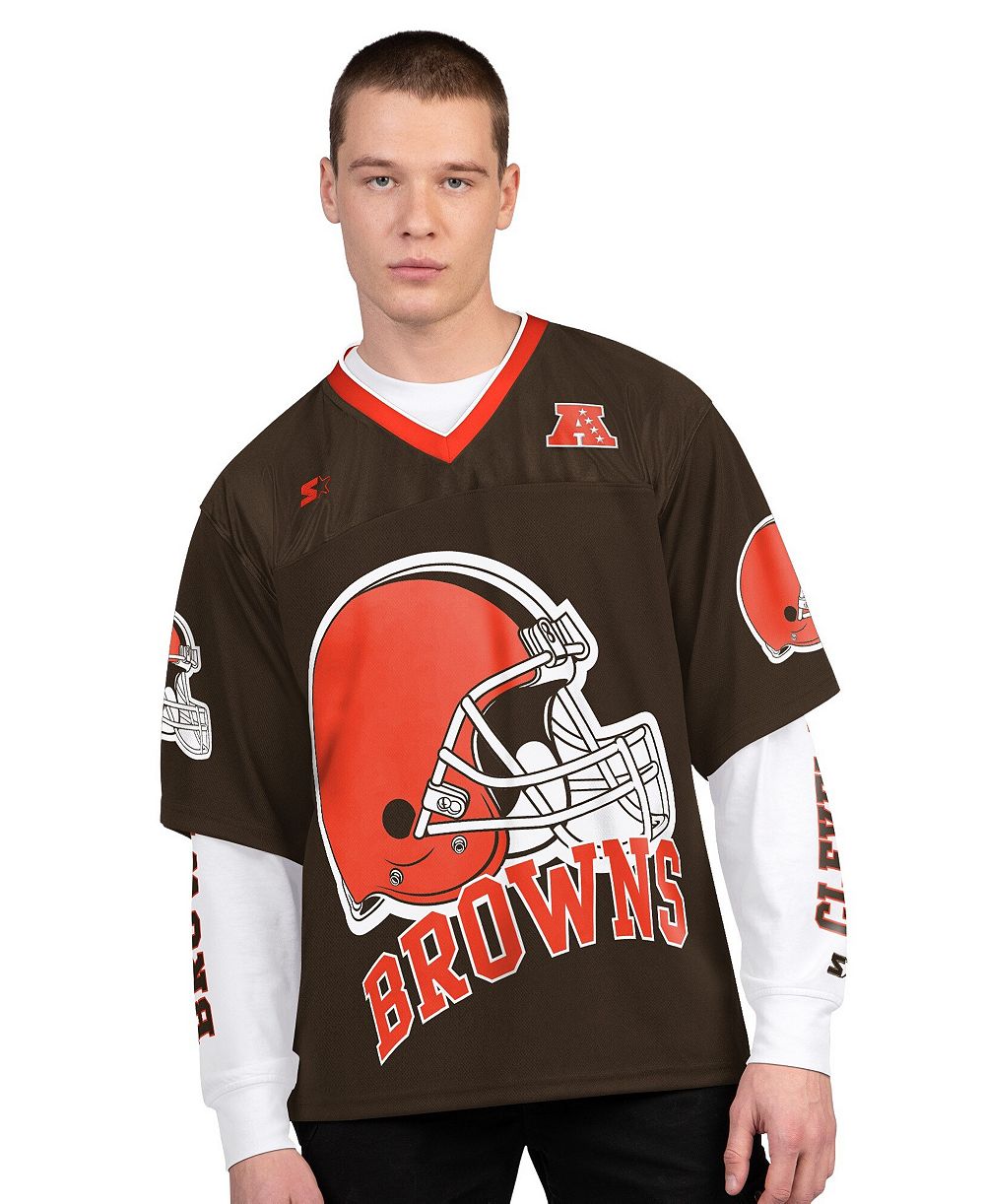 Мужская футболка Starter Brown/White Cleveland Browns Short Sleeve Long Sleeve