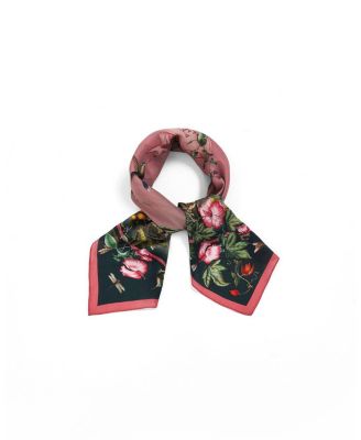 Fable England Women's Circe Narrative Silk Blend Pink Square Scarf
