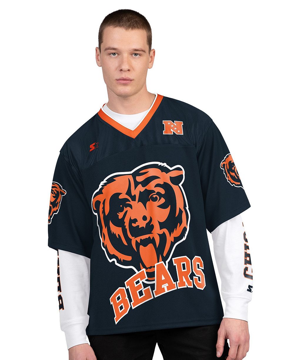 Starter Men's Navy/White Chicago Bears Short Sleeve Long Sleeve T-Shirt