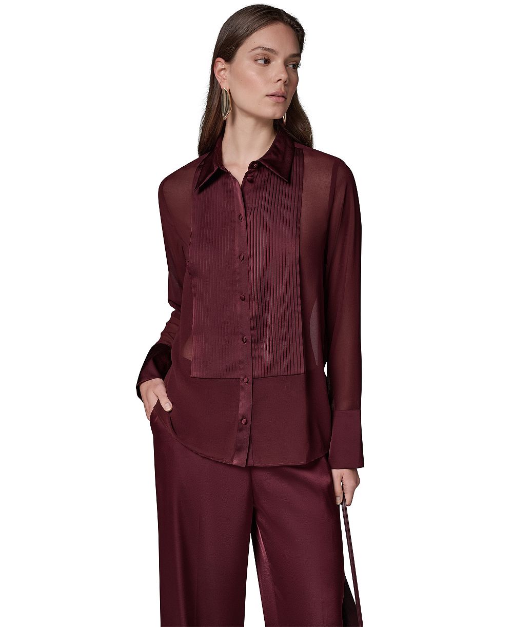 Donna Karan New York Women's Long-Sleeve Sheer Blouse
