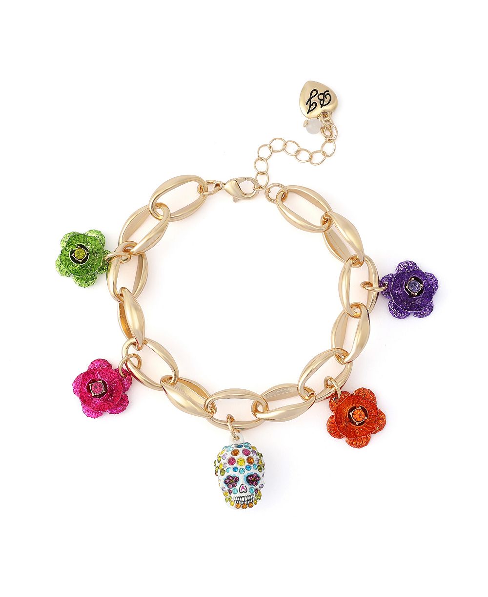 Браслет Betsey Johnson Faux-Stone Sugar Skull Charm