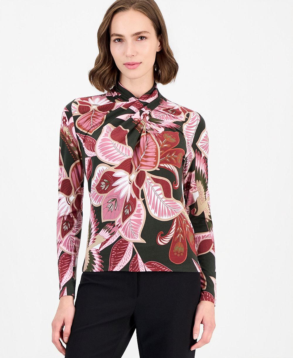 Женская блуза T Tahari Long-Sleeve Shirred Turtleneck