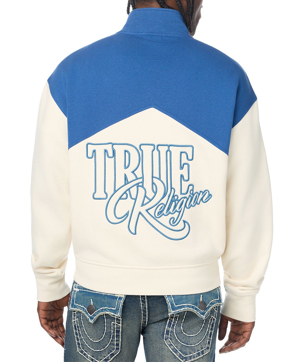 True Religion Men's Mock-Neck Boxy Color-Blocking Zip Jacket