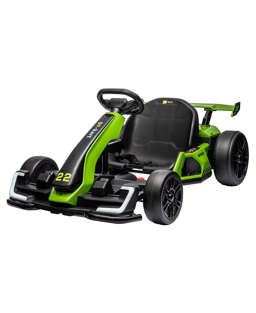 homfan 24V Dual-Motor Adjustable Seat Go Kart, 110 lbs Capacity, Ages 6-12