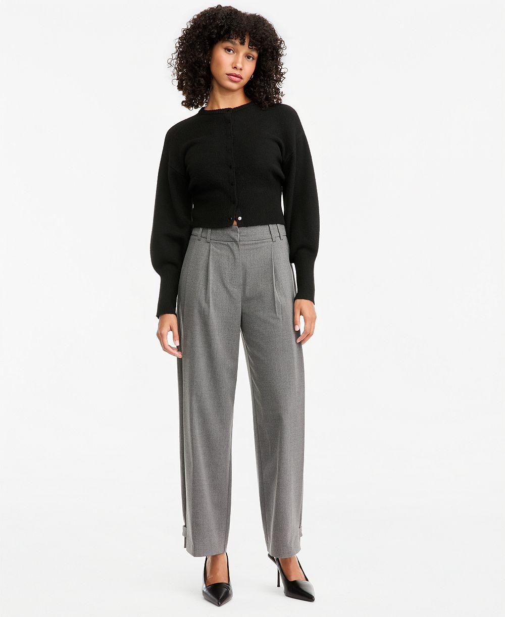 Bar III Women's Pleated Suiting High-Rise Wide-Leg Pants, Macy's Exclusive