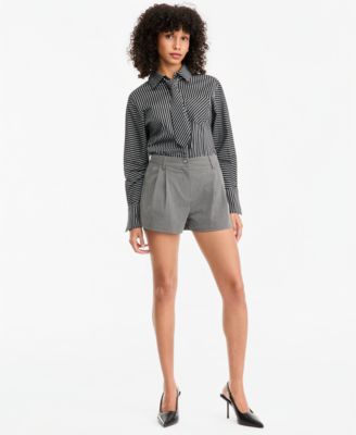 Bar III Women's Pleated High-Waisted Shorts, Macy's Exclusive