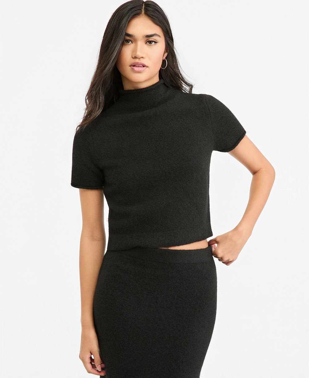 Bar III Women's Mock Neck Short-Sleeve Sweater, Macy's Exclusive