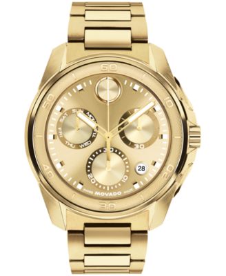 Мужские часы Movado Bold Verso S швейцарские кварцевые хронографы с ионным покрытием светло-желтого золота, сталь, 44 мм