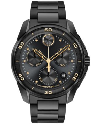 Movado мужские часы Bold Verso S с ионным покрытием из черной нержавеющей стали, швейцарский кварцевый хронограф, 44 мм