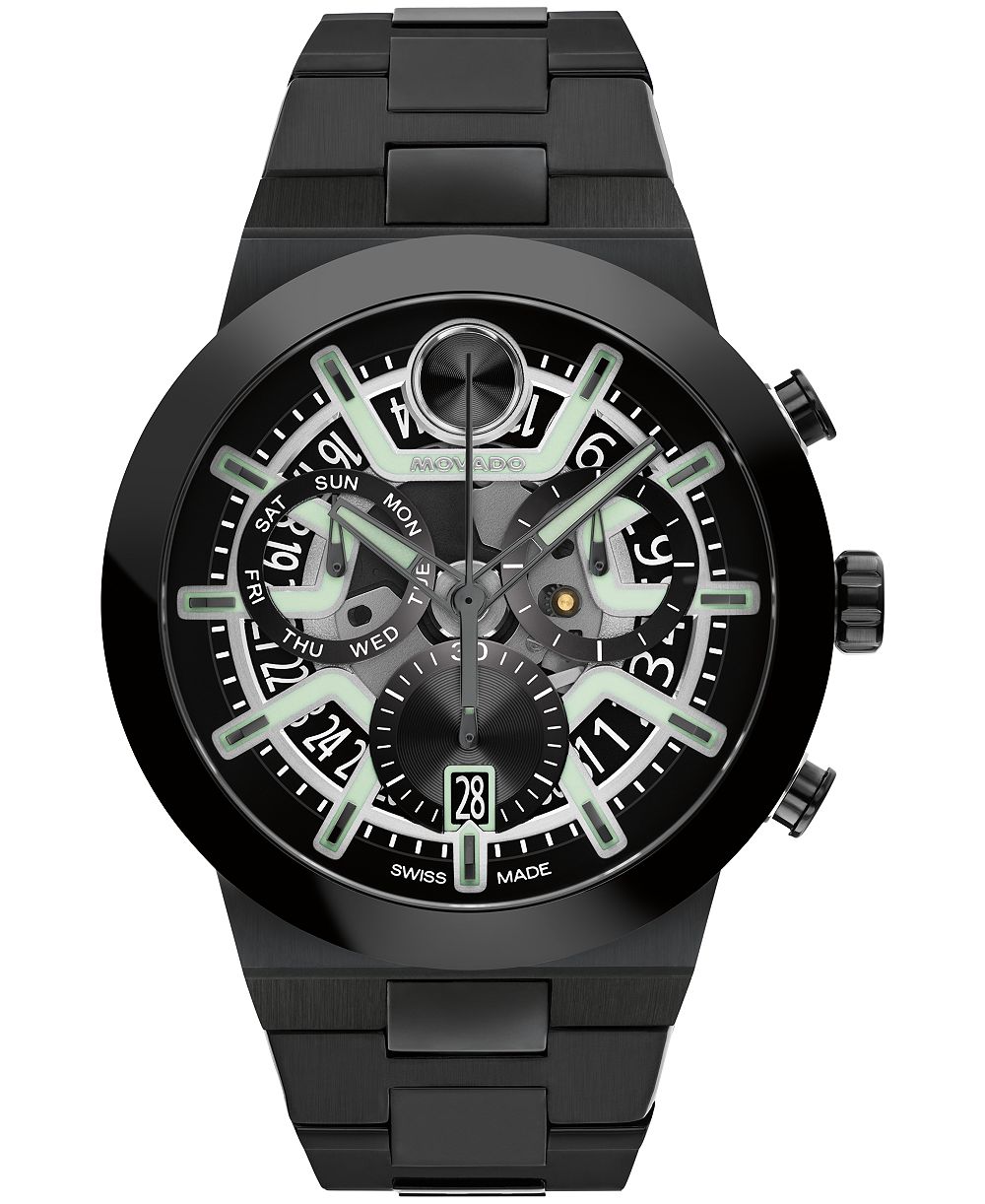 Movado Men's Bold Fusion Swiss Quartz Chrono Ionic Plated Black Stainless Steel Watch 44.50mm