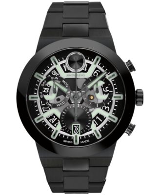 Мужские часы Movado Bold Fusion Swiss Quartz Chrono Ionic Plated Black Stainless Steel 44.50mm