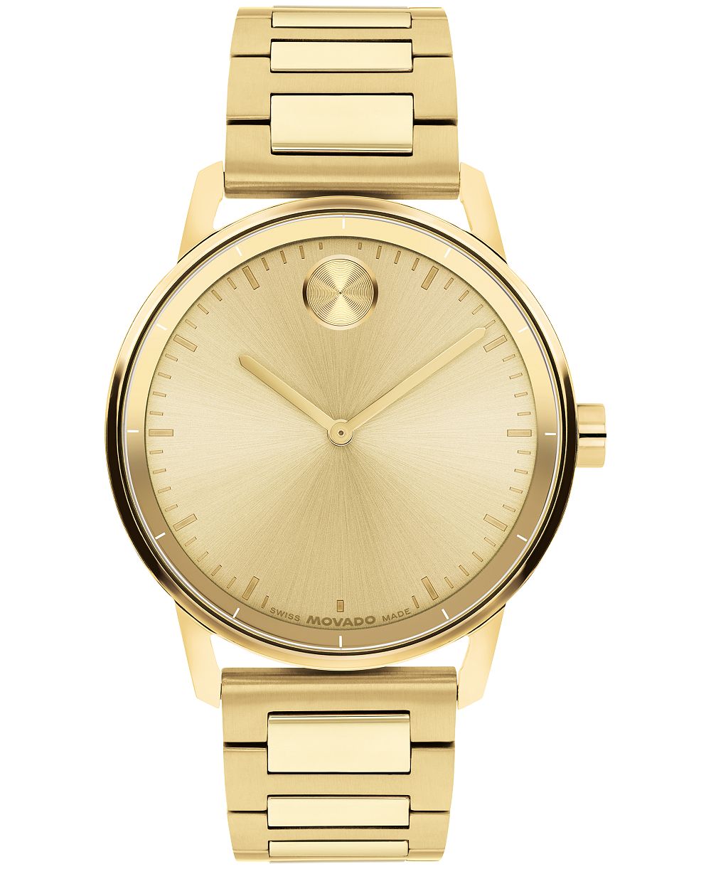 Мужские часы Movado Bold Echo Swiss Quartz с ионным напылением цвета Light Yellow Gold, стальные, 40mm