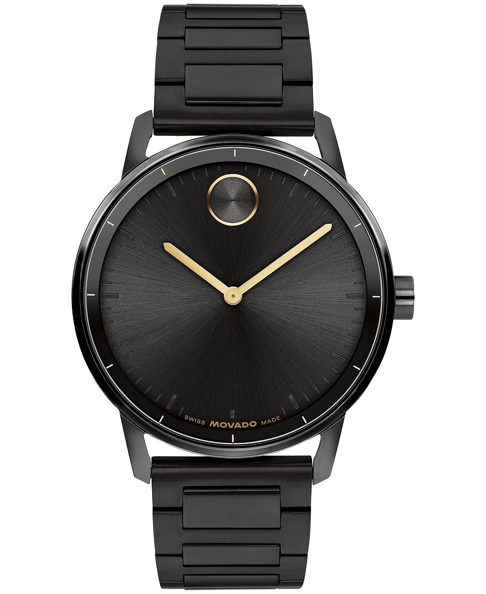 Movado Мужские часы Bold Echo Swiss Quartz Ionic Plated Black Stainless Steel 40mm