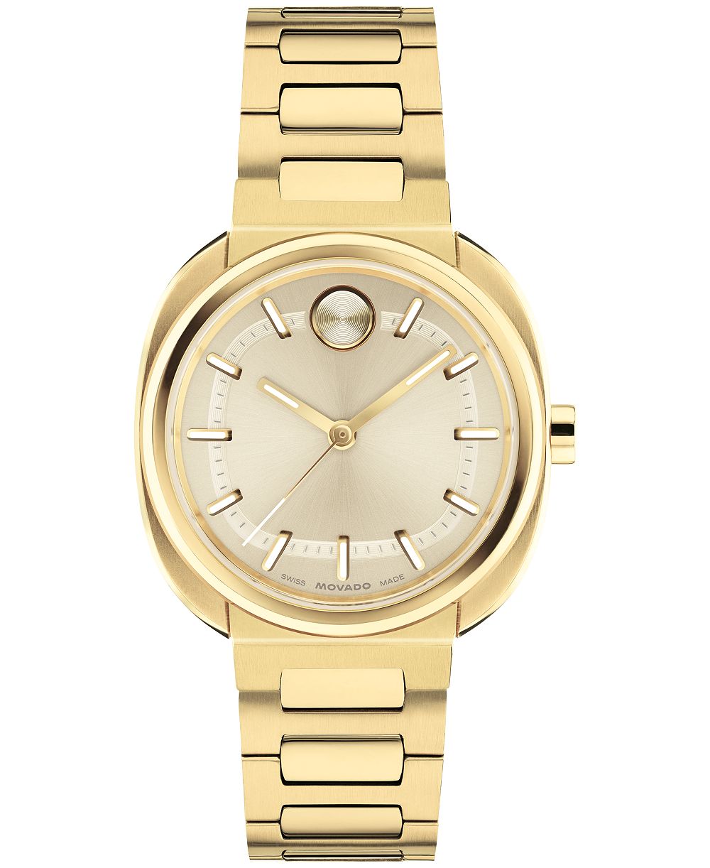 Женские наручные часы Movado Bold Nuvo из нержавеющей стали с ионным покрытием цвета светло-желтого золота, 30 мм, швейцарский кварц