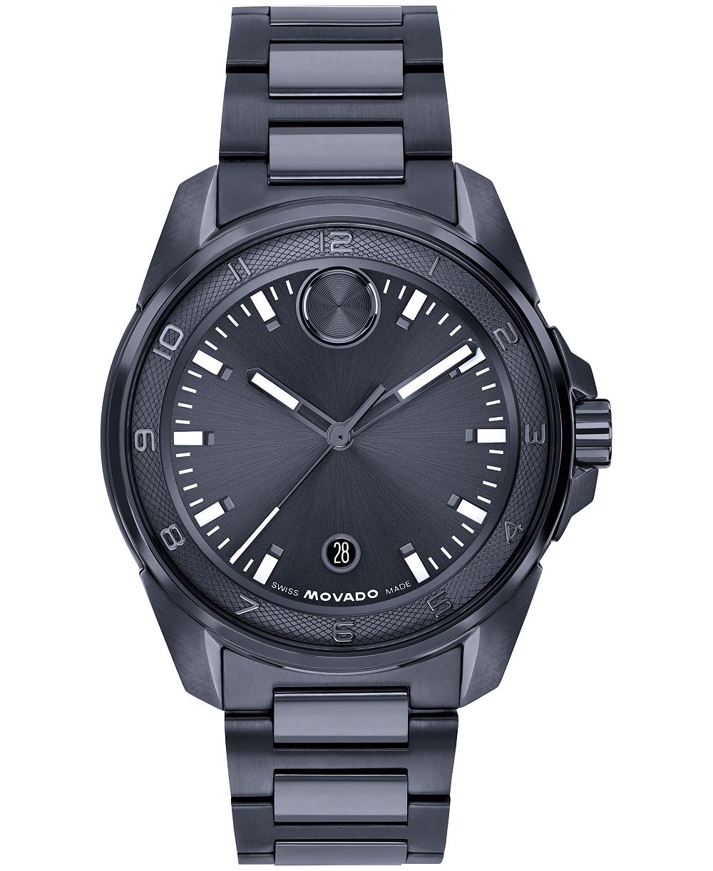 Movado Men's Bold Verso S Swiss Quartz Stainless Steel Ionic Plated Blue Steel Watch 34mm