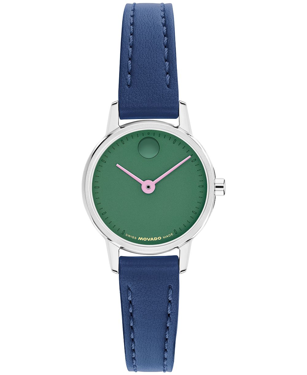 Movado Women's Baby Face Swiss Quartz Navy Leather Watch 22.50mm