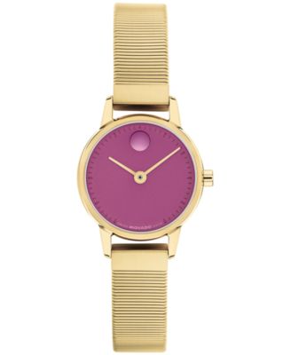 Женские швейцарские кварцевые часы Movado Baby Face с ионным покрытием светло-желтого золота, сталь, 22.50 мм