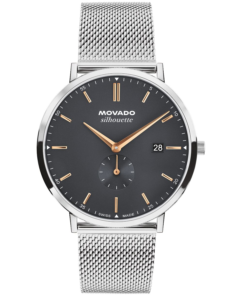 Часы Movado Men's Silhouette Swiss Quartz Stainless Steel 40mm