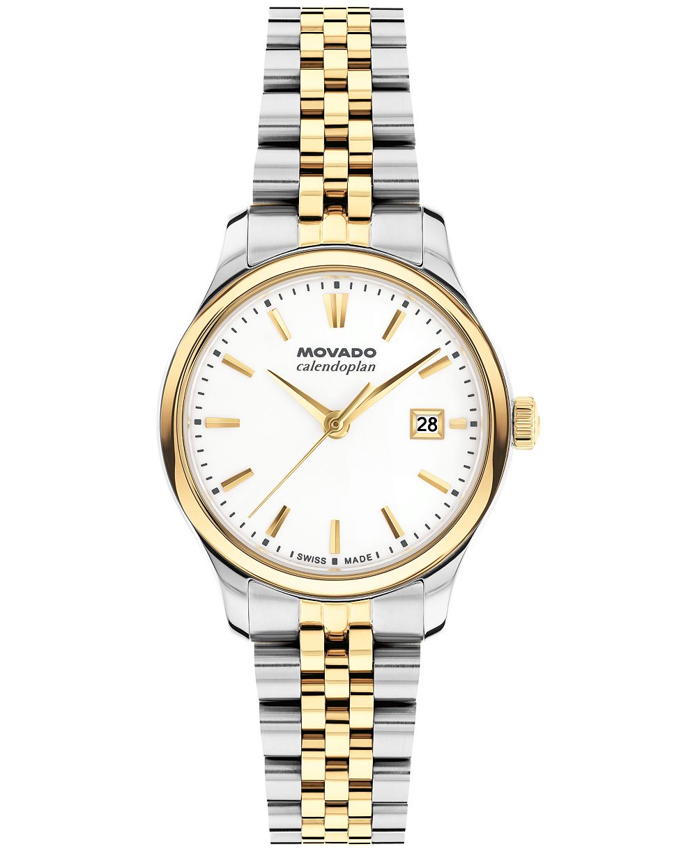 Женские часы Movado Calendoplan Swiss Quartz из нержавеющей стали с ионным напылением, светло-золотые, 27mm