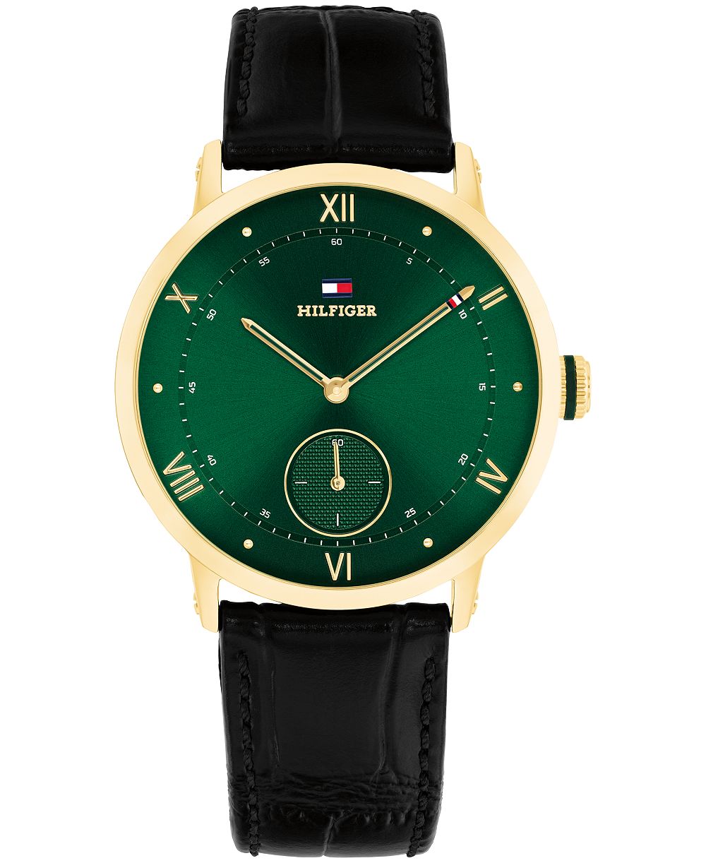 Tommy Hilfiger Men's Quartz Black Leather Strap Watch 38mm