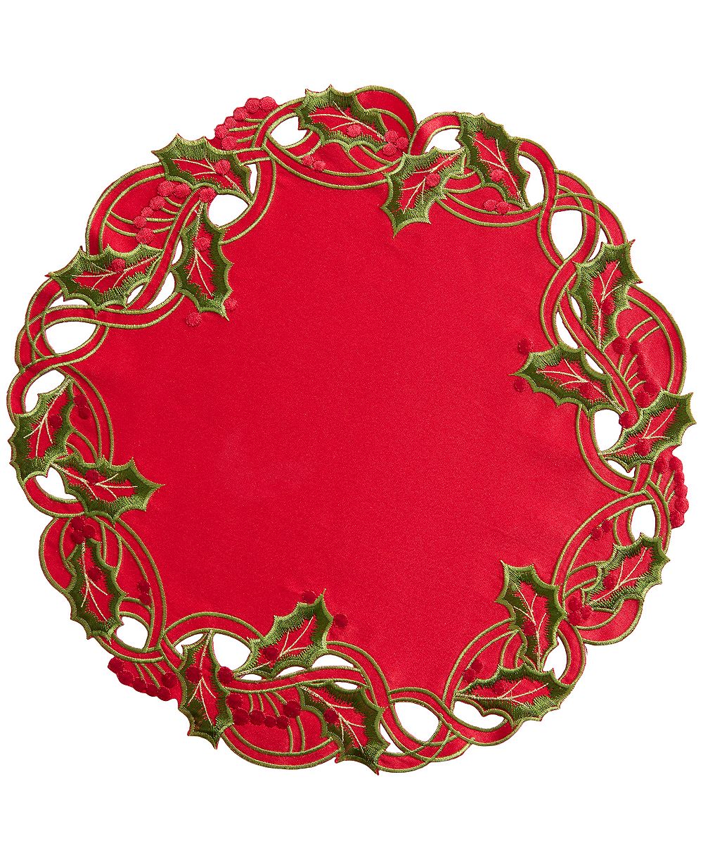 Lenox Holiday Wreath Embroidered Round Placemat, 15" x 15"