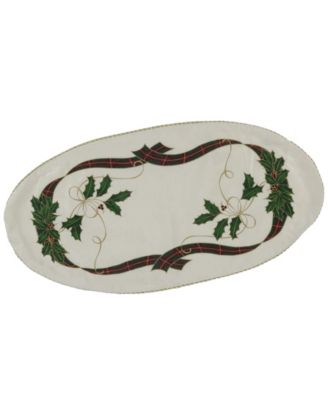 Центральная композиция Holiday Nouveau Holly Berry Ribbon Plaid, 15" x 30", Lenox