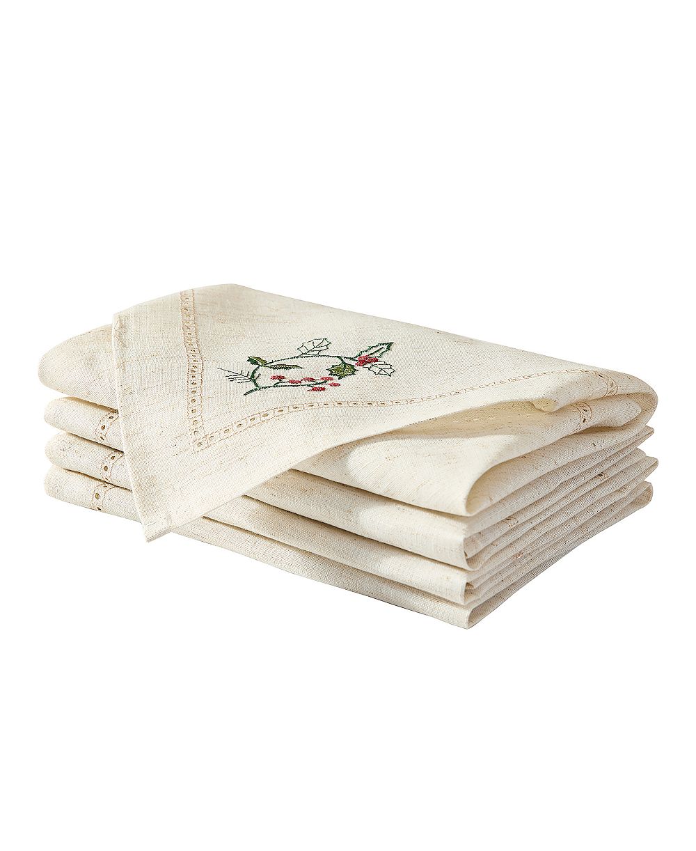 Elrene Rustic Winter Embroidered Napkins, Set of 4