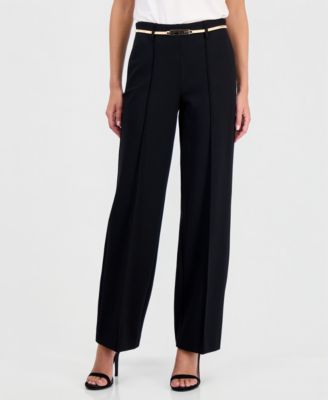 Anne Klein Women's Wide Leg Belted Compression Pants