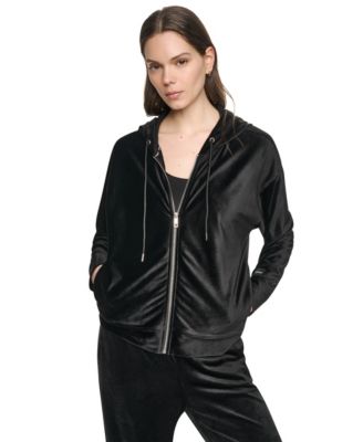Женское худи DKNY Sport с полной молнией из велюра
