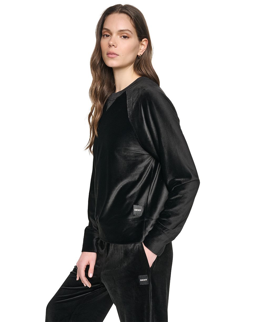 DKNY Sport Women's Velour Raglan Relaxed-Fit Pullover Top