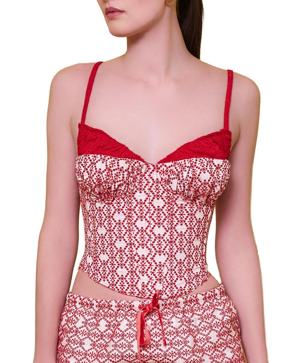 PCFG Женский топ PCFG Women's The Broderie Anglaise Edit Embroidered Bodice Corset Top