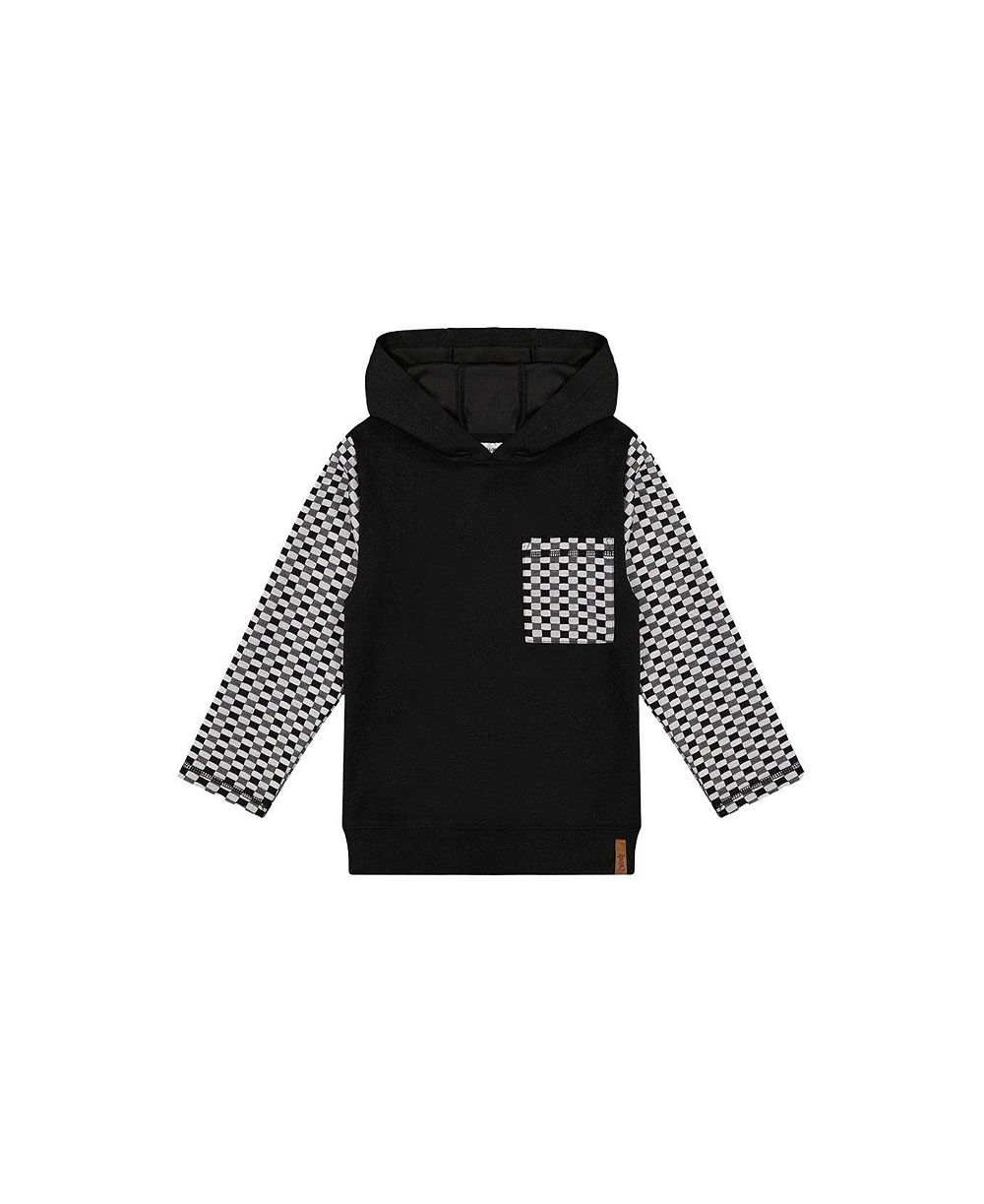 Deux par Deux Toddler Boys (2T-5T) Top with Chest Pocket Color Block Hooded