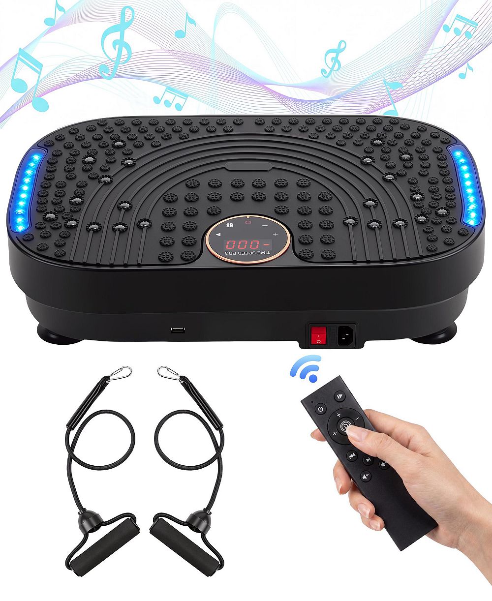 SUGIFT Vibration Plate Exercise Machine Whole Body Workout for Weight Loss with Resistance Bands Remote and Bluetooth for Home Gym