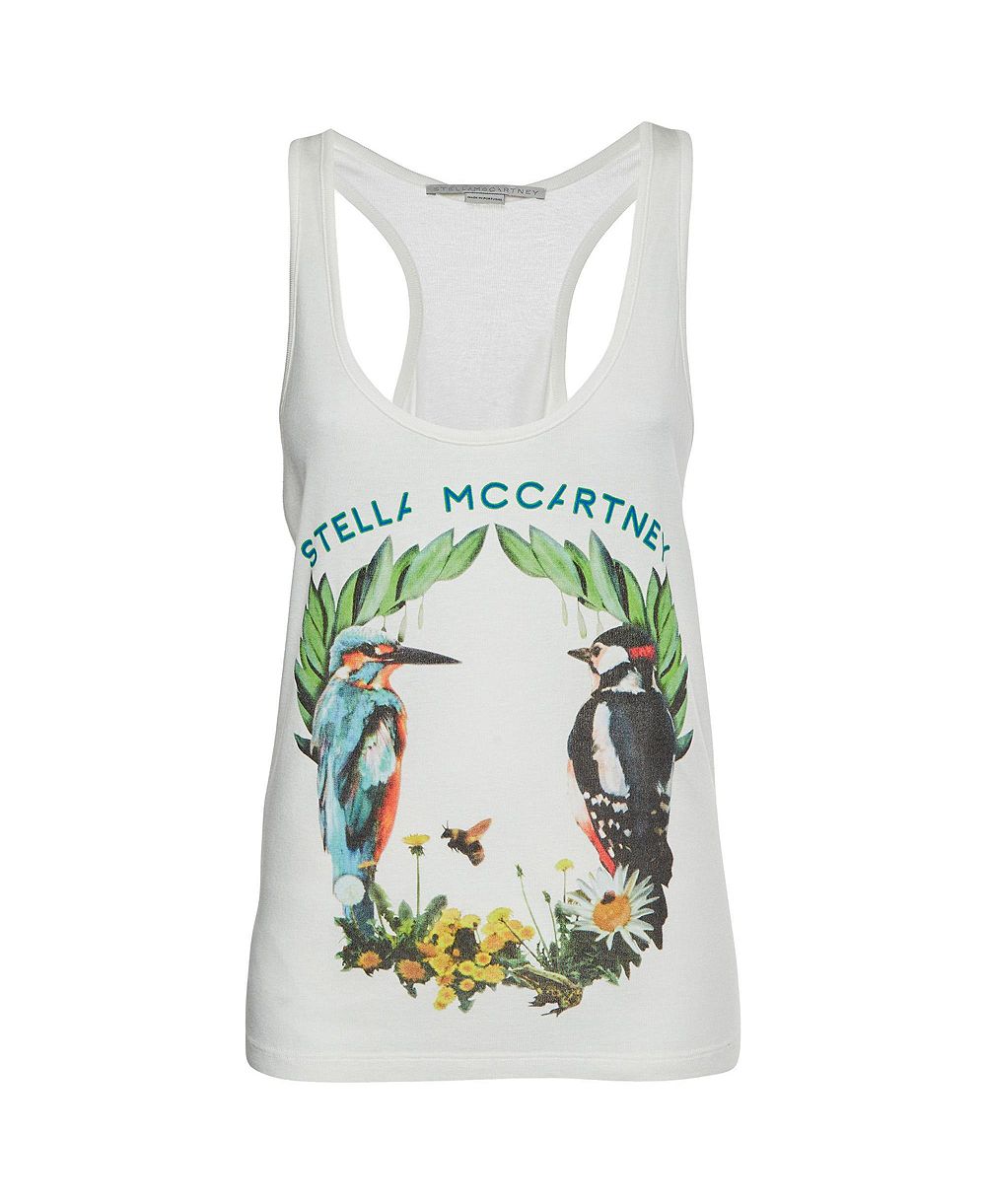 Женский топ-майка Stella McCartney Bird Print Cotton Knit Racerback