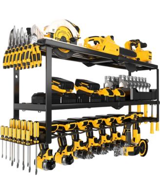 XDOVET Power Tool Organizer Wall Mount Metal Rack Drill Holder 3 Tier Workshop Storage