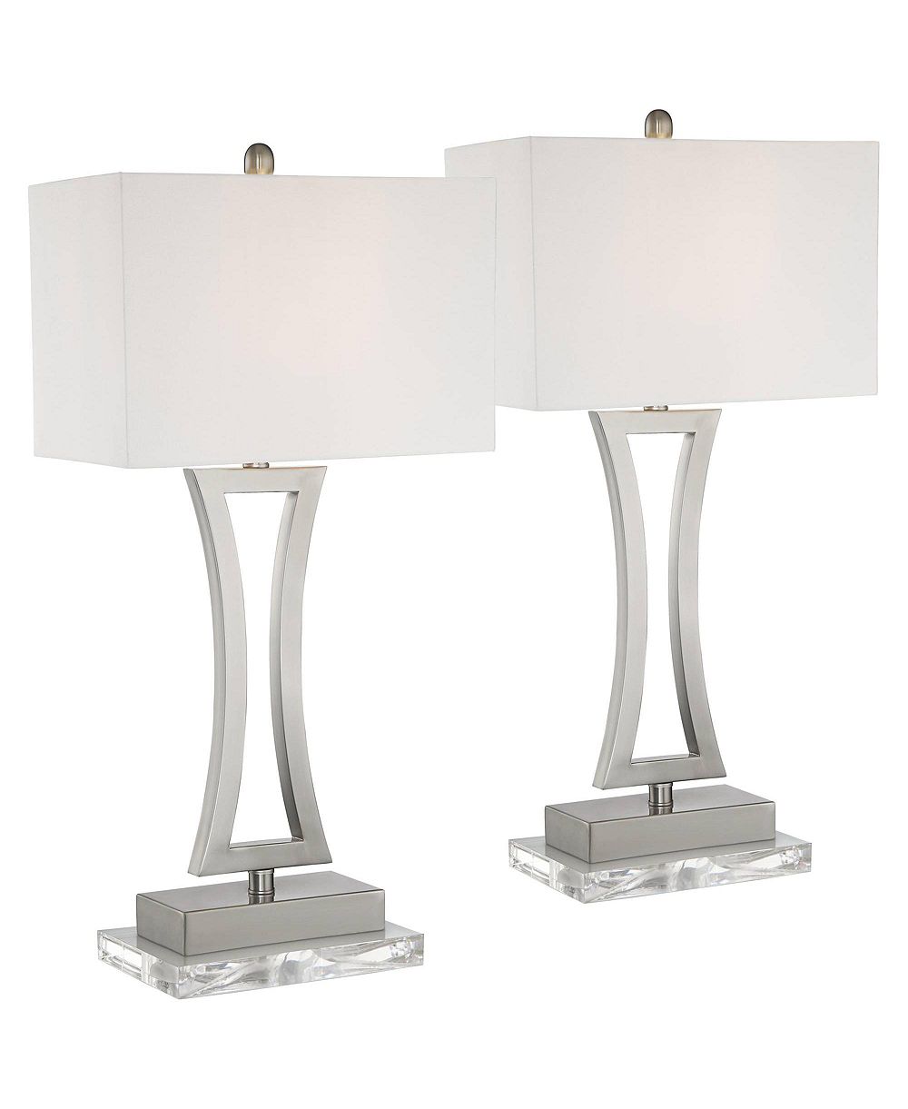 Набор из 2 современных настольных ламп 360 Lighting Roxie с акриловыми подставками, 31" Tall, цвет Brushed Nickel