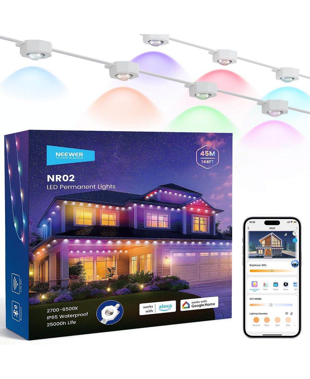 Neewer 144ft Permanent Outdoor Lights for House Decor, NR02