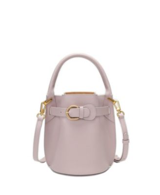 SUSU Blair Leather Small Bucket Bag  Women's Crossbody Purse with Belt Drawstring