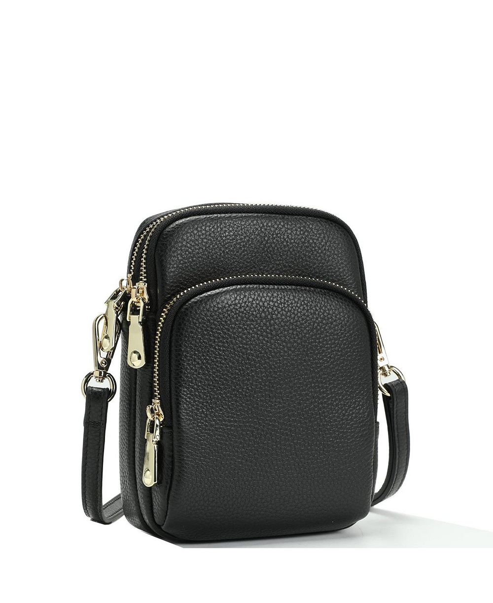 SUSU Pace Pebbled Leather Cell Phone Bag Mini Crossbody Purse with Multi Compartments